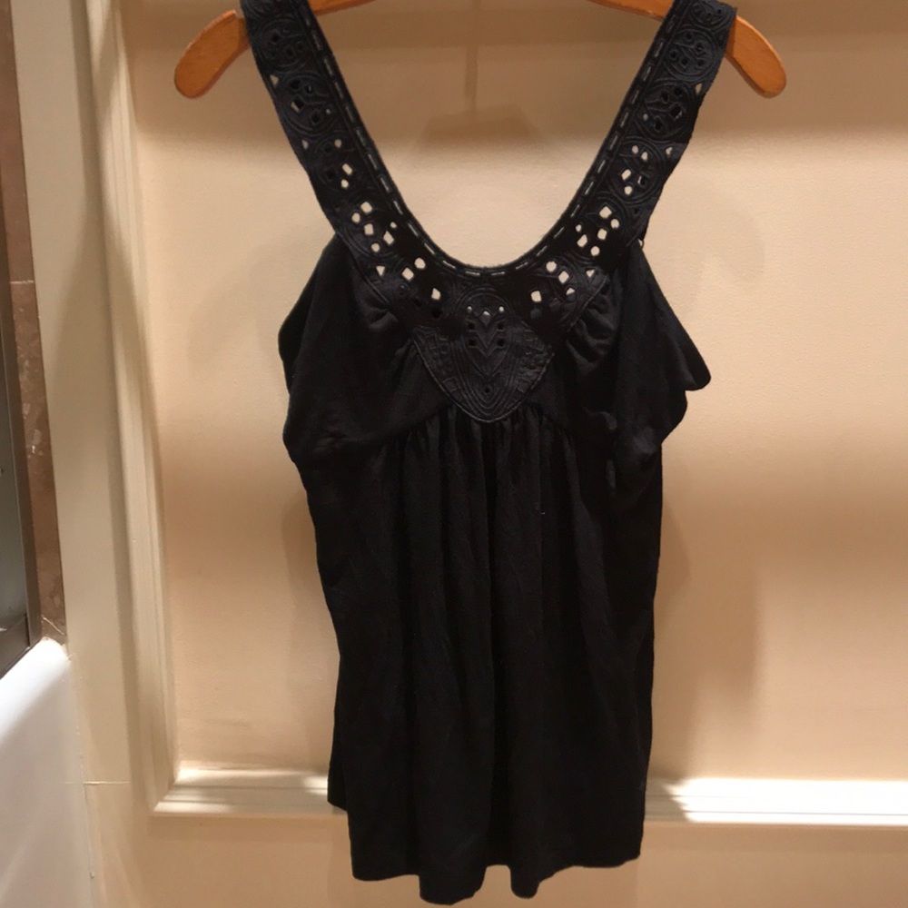 NWOT BCBG Black camisole with cutout beautiful neckline